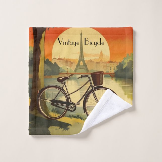 Bicycle Travel Poster, Paris customizable Wash Cloth (Wash Cloth)