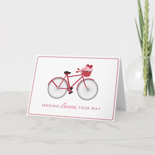 Bicycle Valentine's Day Card with Hearts (Front)
