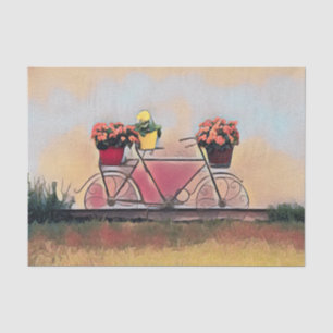 Bicycle Vintage Fall Art Watercolor Floral Tissue Paper
