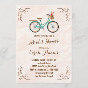 Bicycle Watercolor Bridal Shower Invitation