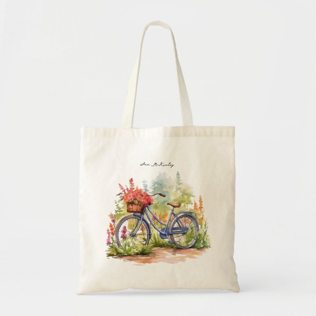 Bicycle Watercolor  Tote Bag (Front)
