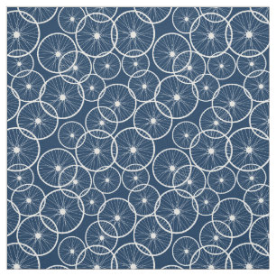 Bicycle Wheels Blue and White Pattern Fabric
