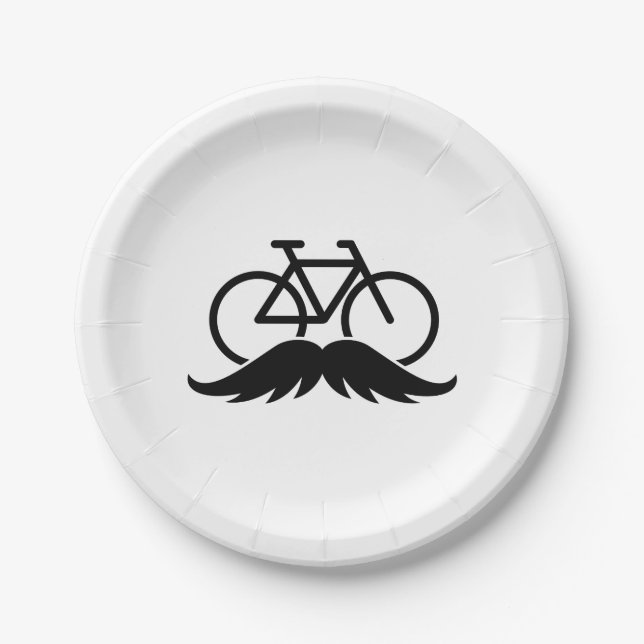 Bicycle with a mustache for mamil. Fat or raccycle Paper Plate (Front)