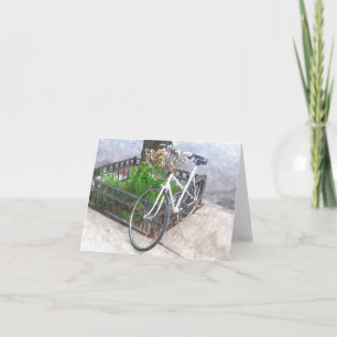 BICYCLE WITH BASKET OF FLOWERS NOTECARD