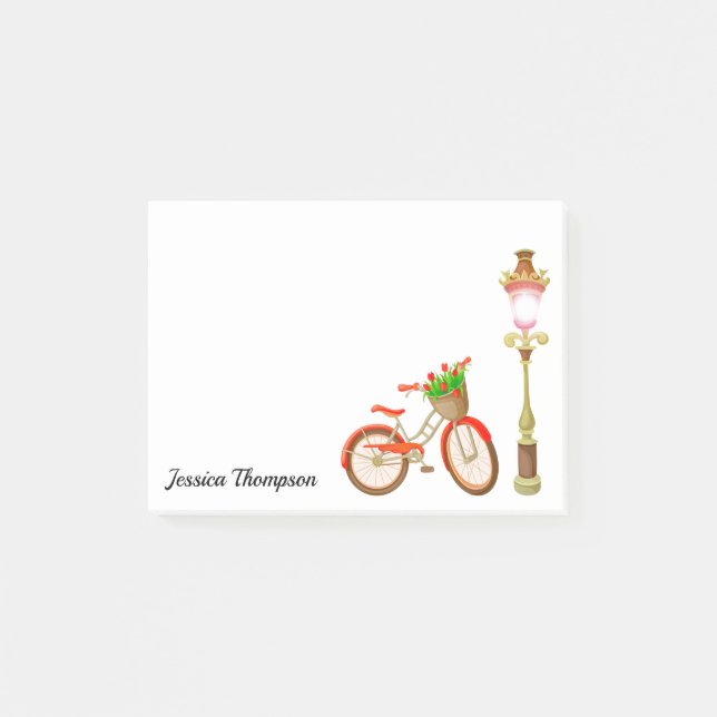Bicycle With Basket Of Flowers Post-It Notes (Front)