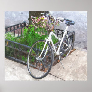 BICYCLE WITH BASKET OF FLOWERS POSTER