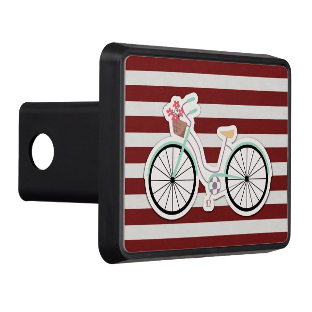 Bicycle with Basket of Flowers Trailer Hitch Cover (Right)