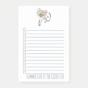 Bicycle with Basket of Pink Flowers Summer Life Post-it Notes