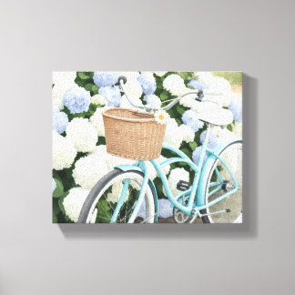 Bicycle with Basket Watercolor Canvas Print