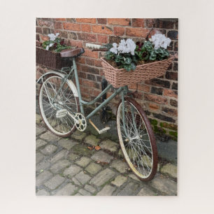 Bicycle with Baskets of Flowers in English Village Jigsaw Puzzle