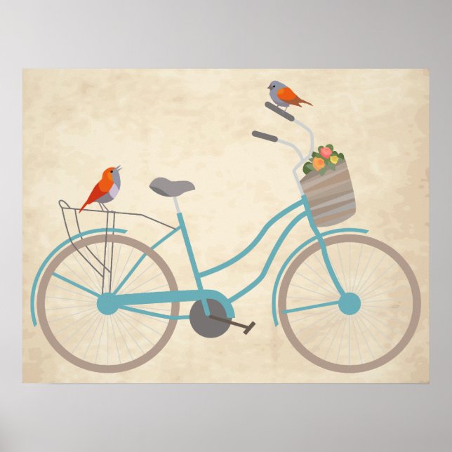 Bicycle with Birds Poster (Front)