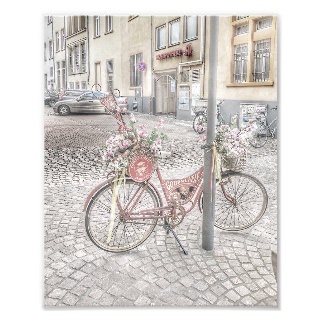 Bicycle with flowers photo print (Front)