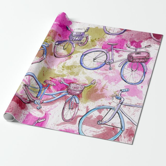 Bicycle Wrapping Paper in Colourful Tie Dye Design (Unrolled)