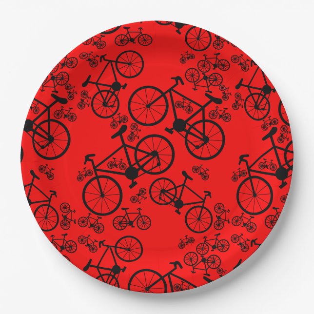Bicycles Big and Small Paper Plate (Front)