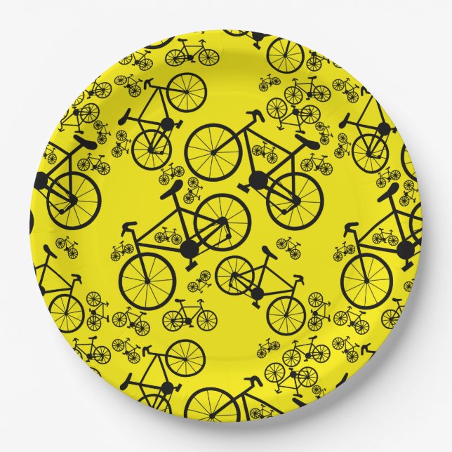 Bicycles Big and Small Paper Plate (Front)