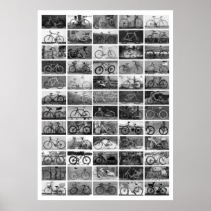 BICYCLES Collage - Black & White Poster