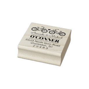 Bicycles Couple Wedding Stamp Return Address