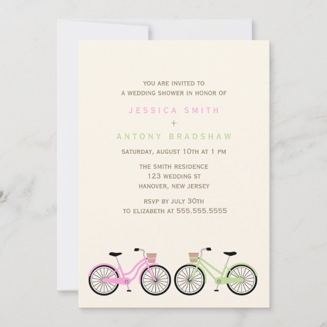 Bicycles His and Hers Bridal Shower Invitation (Front)