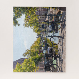 Bicycles on a bridge, Haarlem, Netherlands Jigsaw Puzzle