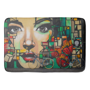 Bicycles on Graffiti wall Bath Mat