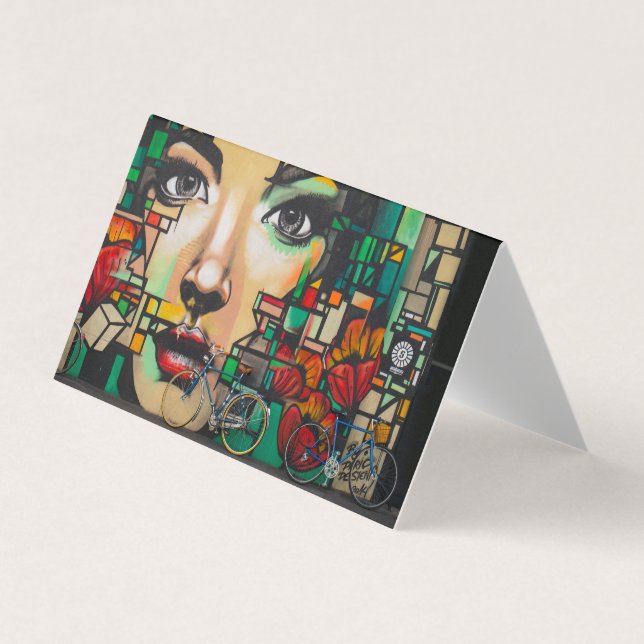 Bicycles on Graffiti wall Business Card (Front)