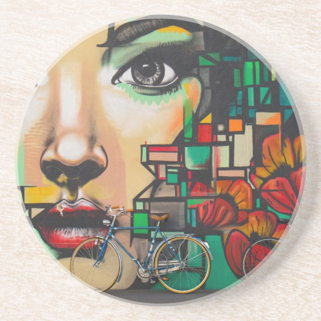 Bicycles on Graffiti wall Coaster (Front)