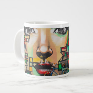 Bicycles on Graffiti wall Large Coffee Mug