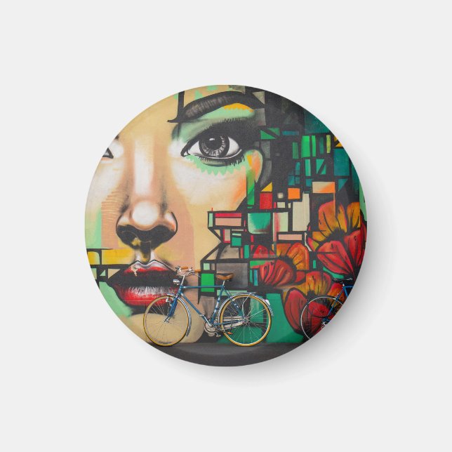 Bicycles on Graffiti wall Magnet (Front)