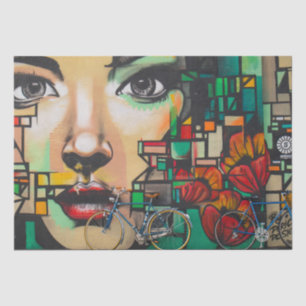 Bicycles on Graffiti wall Tissue Paper