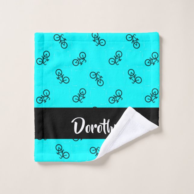 Bicycles pattern on blue wash cloth (Wash Cloth)