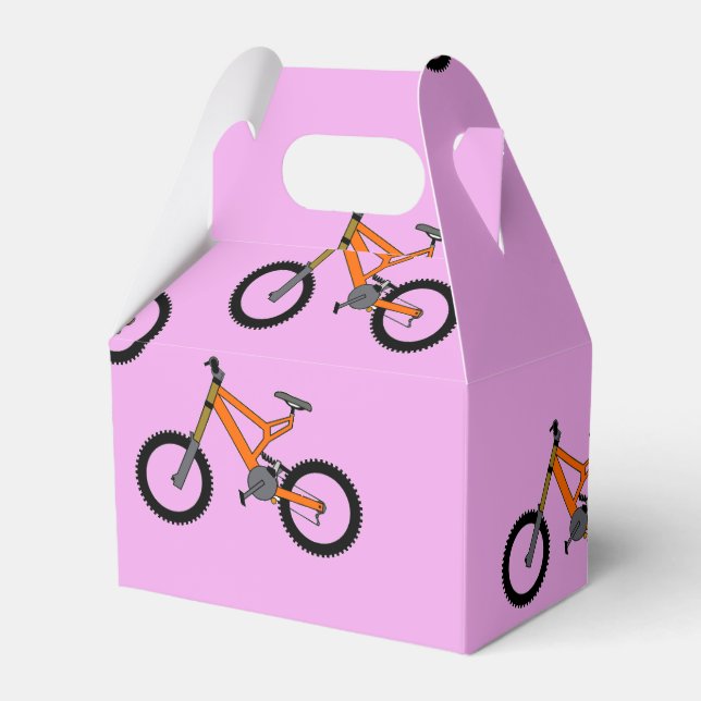 Bicycles pattern on pink favor box (Front Side)