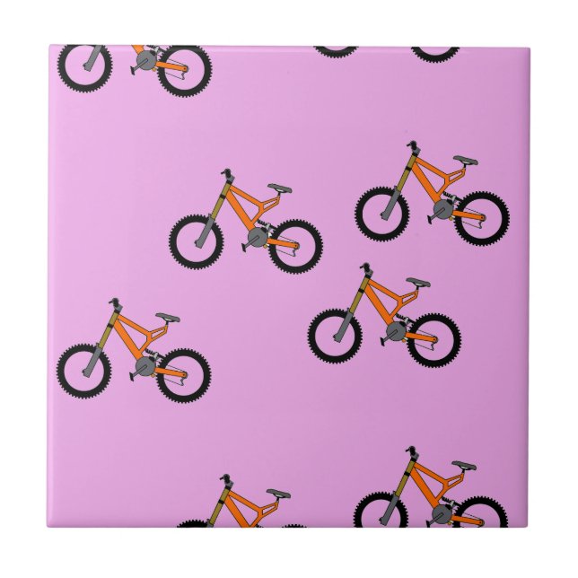 Bicycles pattern on pink tile (Front)