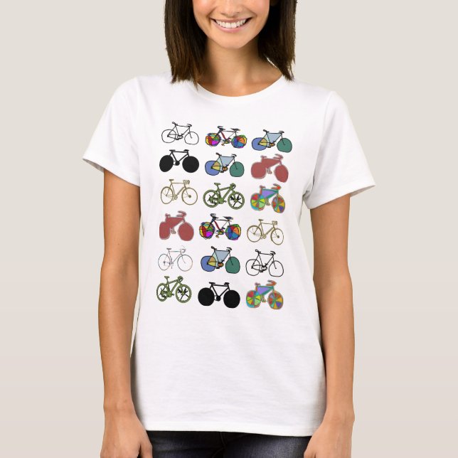 bicycles pattern stamp T-Shirt (Front)