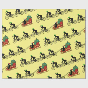Bicycles Pulling Santa's Sleigh Wrapping Paper