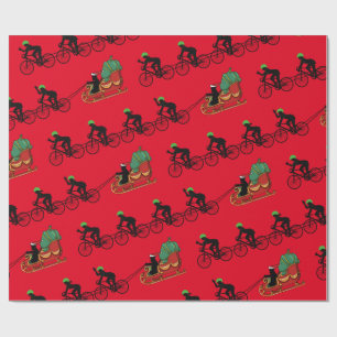 Bicycles Pulling Santa's Sleigh Wrapping Paper