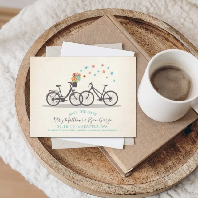Bicycles Save the Date Announcement Postcard (Creator Uploaded)