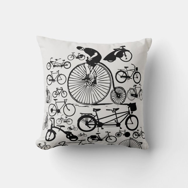 Bicycles Throw Pillow (Front)