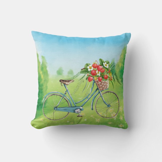 Bicyclette et fraises Lève oreiller (Recto)