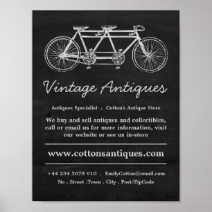 Bicyclette et tableau noir en tandem, revendeur d'