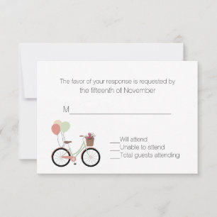 Bicyclette jolie avec Balloons Mariage carte de ré