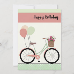 Bicyclette mignonne et ballons Bonne carte d'anniv