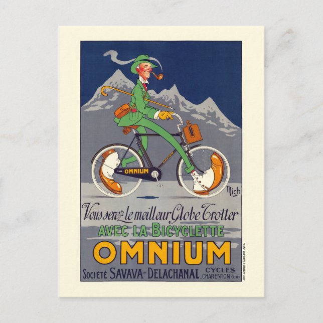 Bicyclette Omnium Vintage Poster 1924 Postcard (Front)