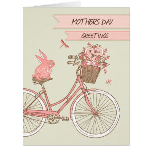 Bicyclette rétro Fête des Mères avec Panier à fleu