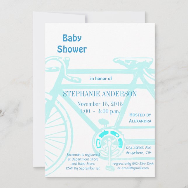 Bicyclette vintage bébé garçon douche Invitations (Devant)