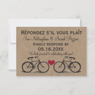 Bicyclette vintage épousant des cartes de RSVP