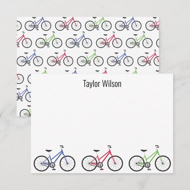 Bicyclettes colorées Cartes de notes personnalisée (Devant / Derrière)