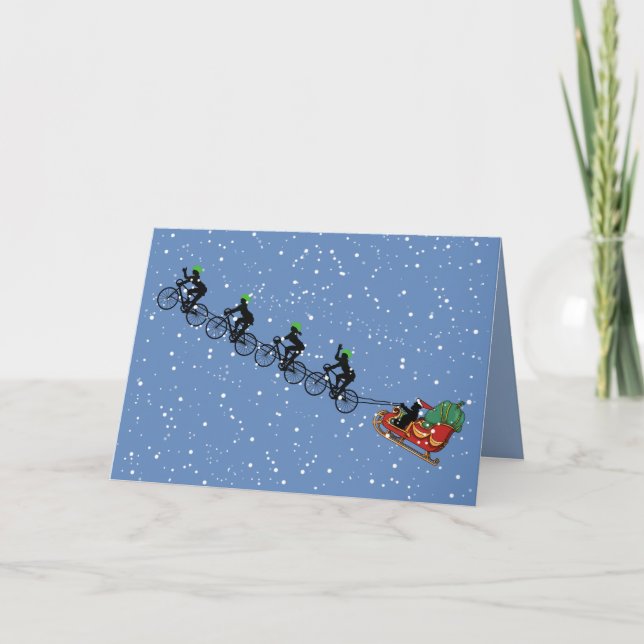 Bicyclettes Tirage Sleigh Carte de voeux pliée (Devant)
