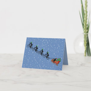 Bicyclettes Tirage Sleigh Carte de voeux pliée