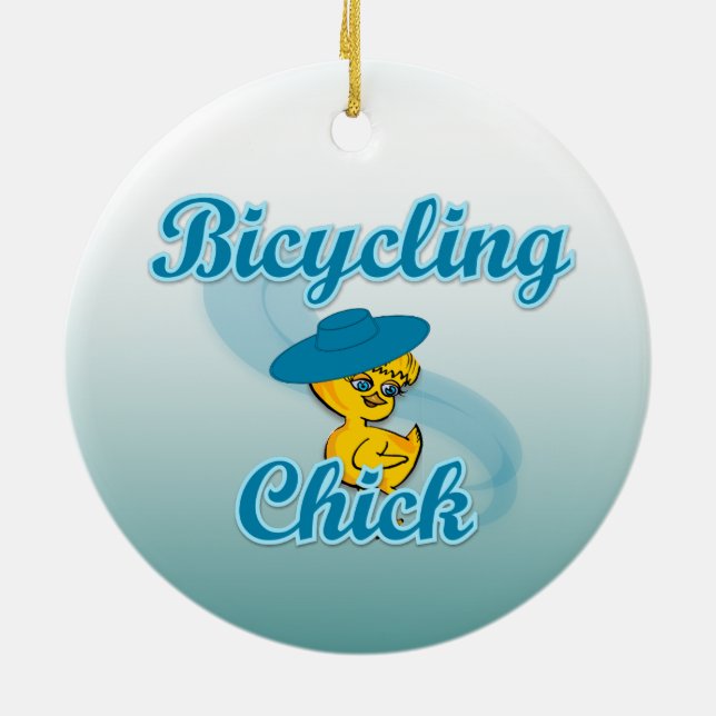 Bicycling Chick #3 Ceramic Ornament (Back)