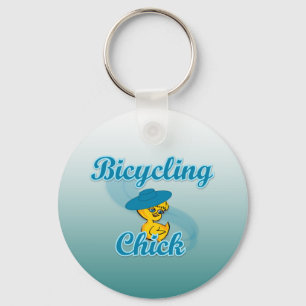 Bicycling Chick #3 Keychain